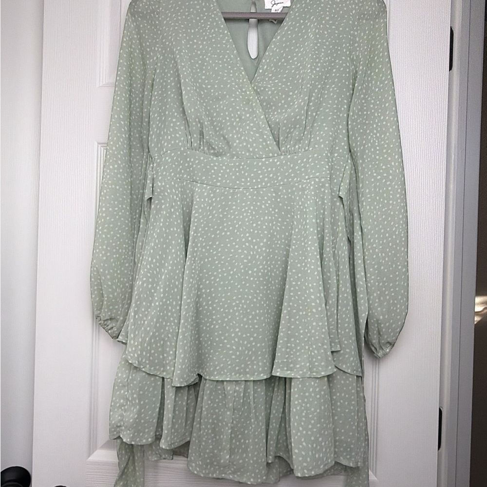 Japna Light Green Long Sleeve Dress - Picture 6 of 14